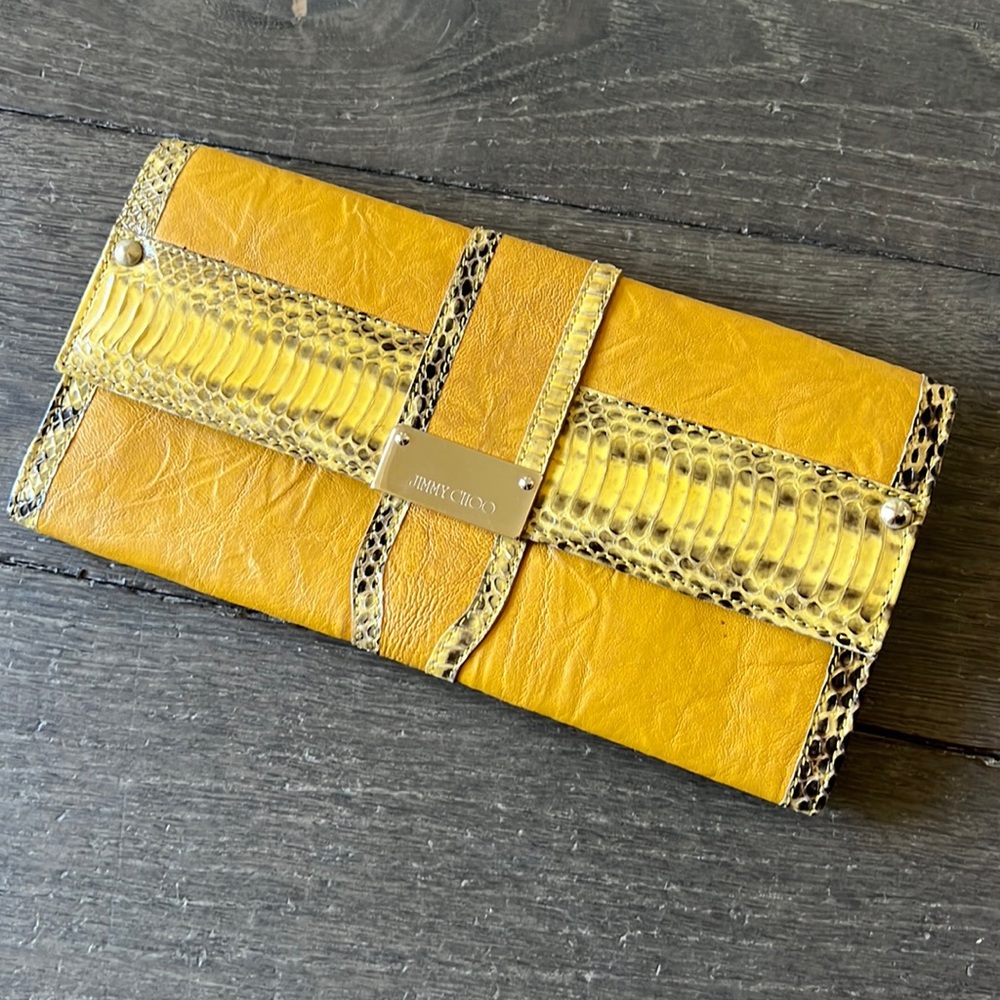 Jimmy Choo yellow clutch wallet